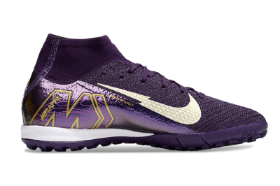 Nike Air Zoom Mercurial Superfly 10 Elite TF High-Tops Football Shoes - Purple/White/Gold