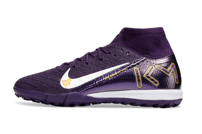 Nike Air Zoom Mercurial Superfly 10 Elite TF High-Tops Football Shoes - Purple/White/Gold