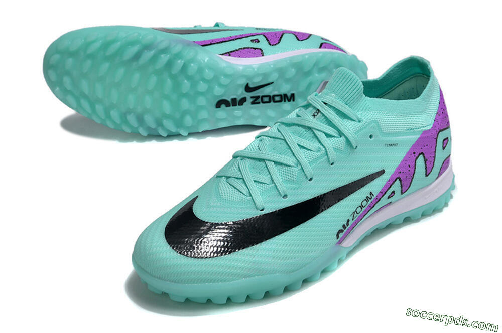 Nike Air Zoom Mercurial Vapor 16 Elite TF Low-Tops Football Shoes - Jade/Black/Purple 3
