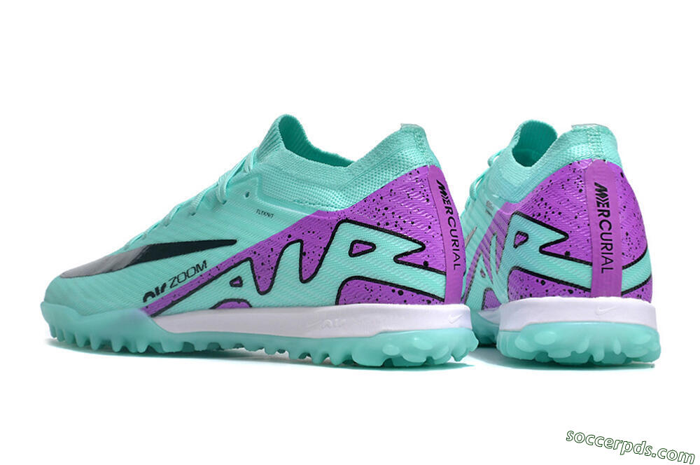 Nike Air Zoom Mercurial Vapor 16 Elite TF Low-Tops Football Shoes - Jade/Black/Purple 5