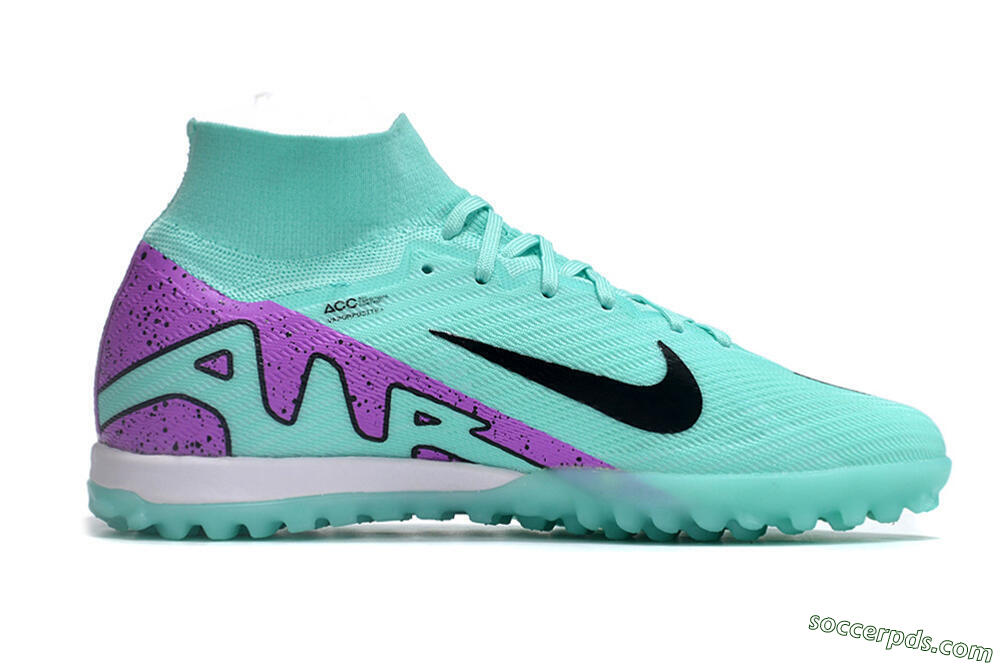 Nike Air Zoom Mercurial Superfly 10 Elite TF High-Tops Football Shoes - Jade/Black/Purple 4
