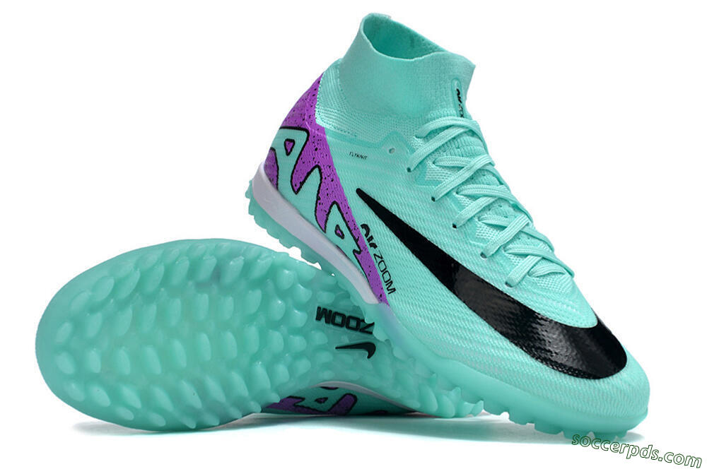 Nike Air Zoom Mercurial Superfly 10 Elite TF High-Tops Football Shoes - Jade/Black/Purple 0