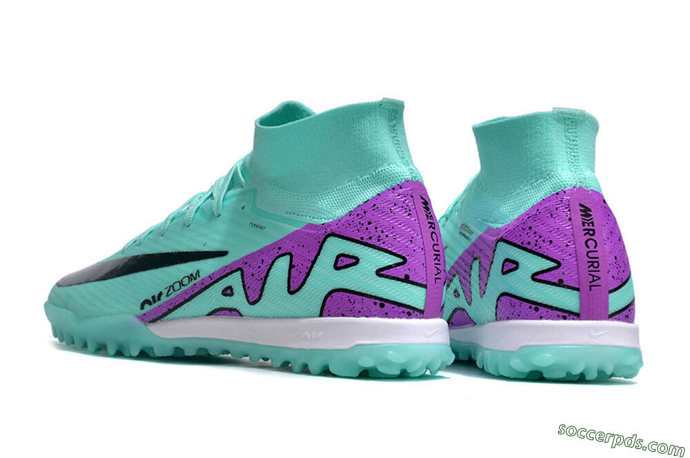 Nike Air Zoom Mercurial Superfly 10 Elite TF High-Tops Football Shoes - Jade/Black/Purple 5