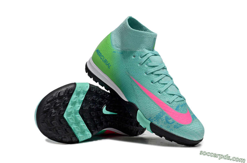 Nike Air Zoom Mercurial Superfly 10 Elite TF High-Tops Football Shoes - Jade/Pink/Yellow 0