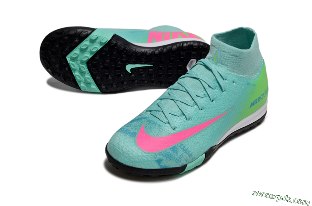 Nike Air Zoom Mercurial Superfly 10 Elite TF High-Tops Football Shoes - Jade/Pink/Yellow 3