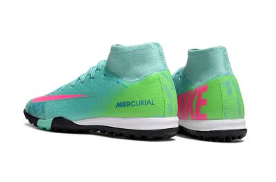 Nike Air Zoom Mercurial Superfly 10 Elite TF High-Tops Football Shoes - Jade/Pink/Yellow