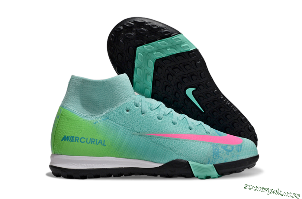 Nike Air Zoom Mercurial Superfly 10 Elite TF High-Tops Football Shoes - Jade/Pink/Yellow 1