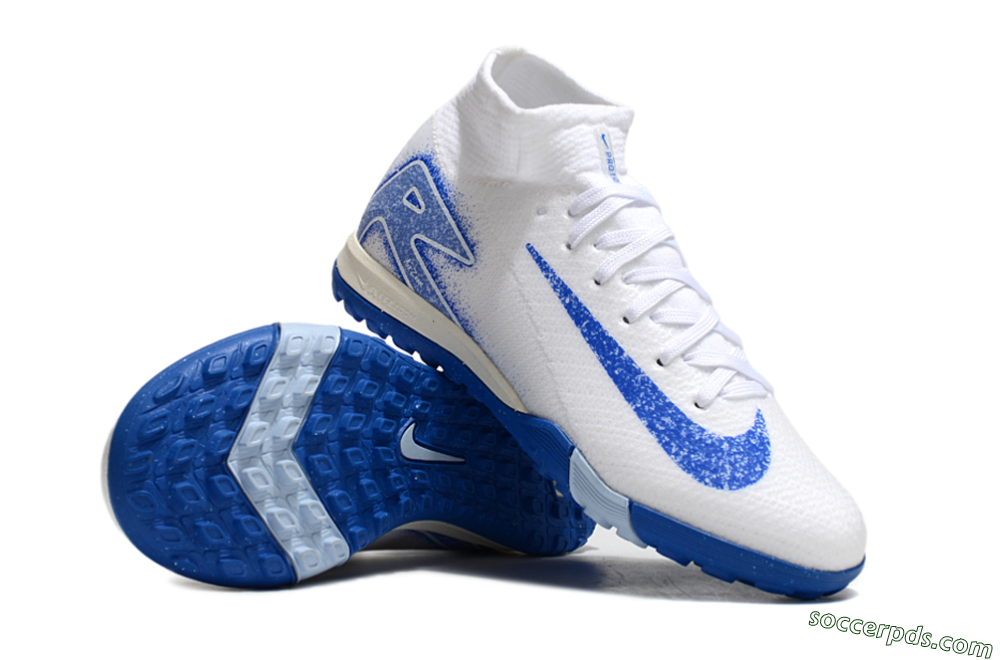 Nike Air Zoom Mercurial Superfly 10 Elite TF High-Tops Football Shoes - White/Blue 0