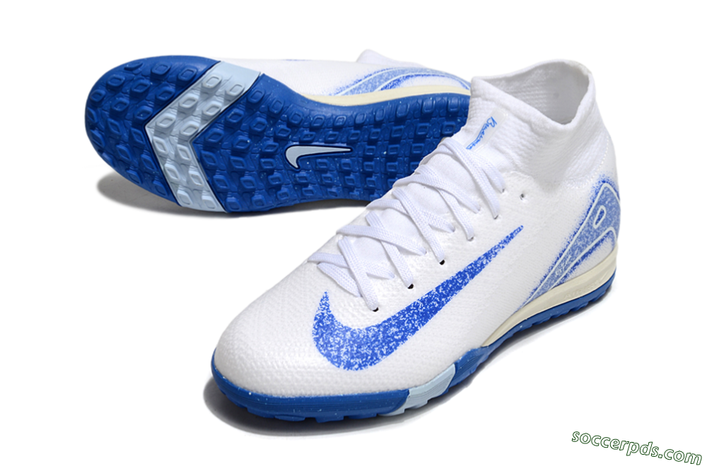 Nike Air Zoom Mercurial Superfly 10 Elite TF High-Tops Football Shoes - White/Blue 3