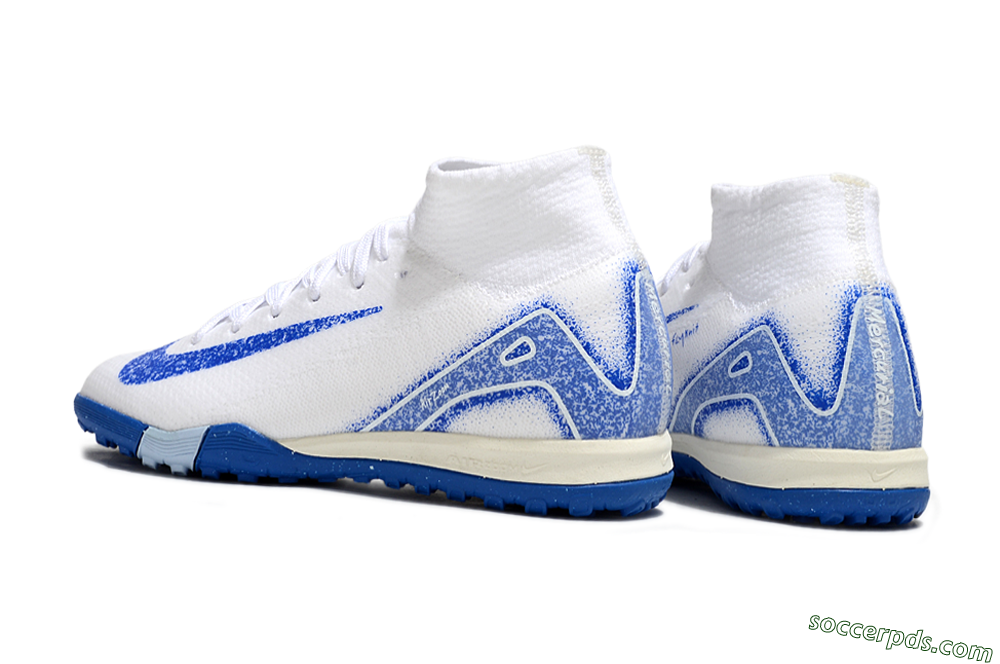 Nike Air Zoom Mercurial Superfly 10 Elite TF High-Tops Football Shoes - White/Blue 5