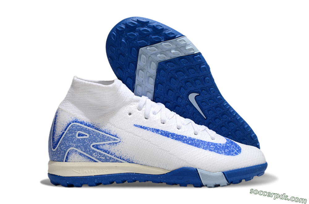 Nike Air Zoom Mercurial Superfly 10 Elite TF High-Tops Football Shoes - White/Blue 1