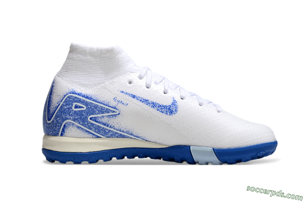 Nike Air Zoom Mercurial Superfly 10 Elite TF High-Tops Football Shoes - White/Blue 4