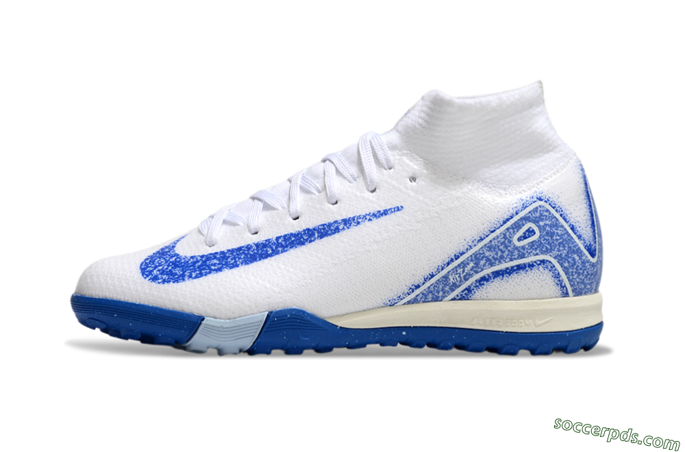 Nike Air Zoom Mercurial Superfly 10 Elite TF High-Tops Football Shoes - White/Blue 2