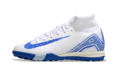 Nike Air Zoom Mercurial Superfly 10 Elite TF High-Tops Football Shoes - White/Blue