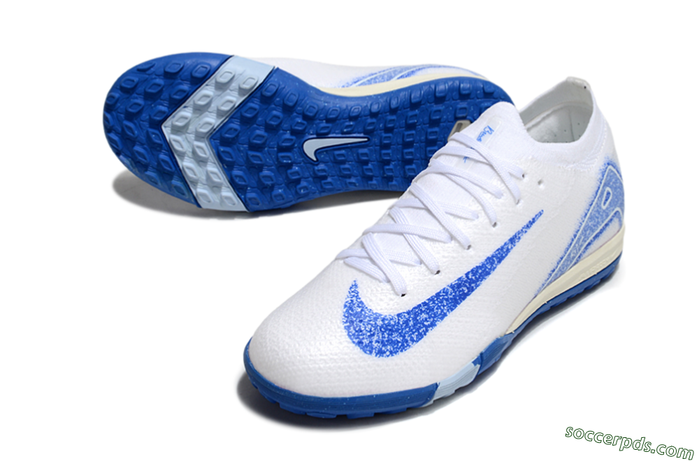 Nike Air Zoom Mercurial Vapor 16 Elite TF Low-Tops Football Shoes - White/Blue 3