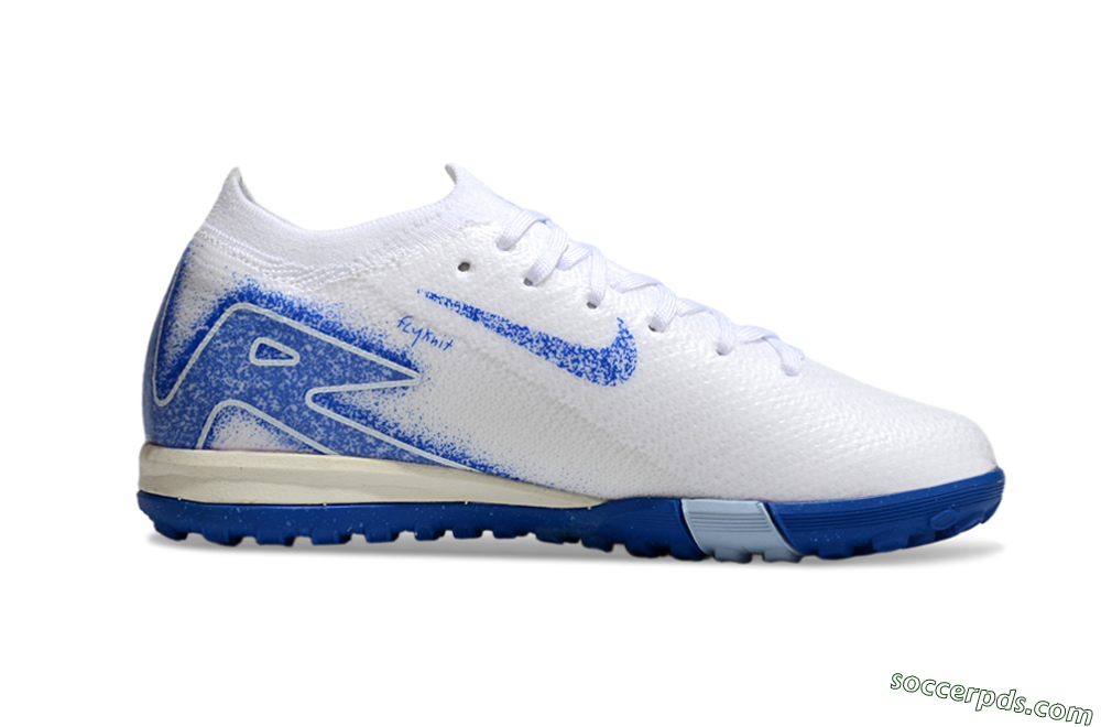 Nike Air Zoom Mercurial Vapor 16 Elite TF Low-Tops Football Shoes - White/Blue 4