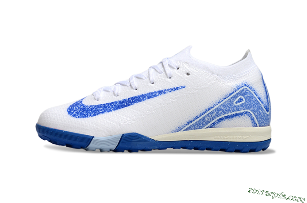 Nike Air Zoom Mercurial Vapor 16 Elite TF Low-Tops Football Shoes - White/Blue 2