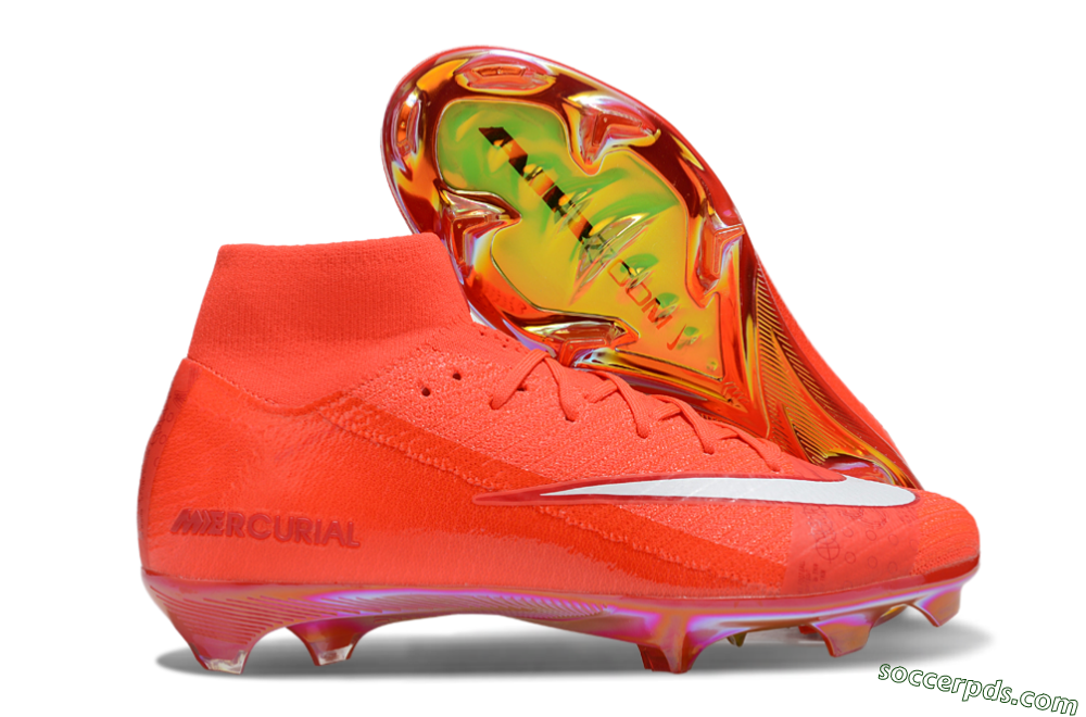 Nike Air Zoom Mercurial Superfly 10 Elite FG High-Tops Football Boots - Red/White/Gold 1