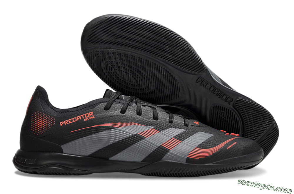 Adidas Predator 25 Elite IC Low-Tops Football Shoes - Black/Grey/Red 1