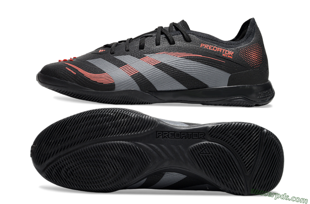 Adidas Predator 25 Elite IC Low-Tops Football Shoes - Black/Grey/Red 0
