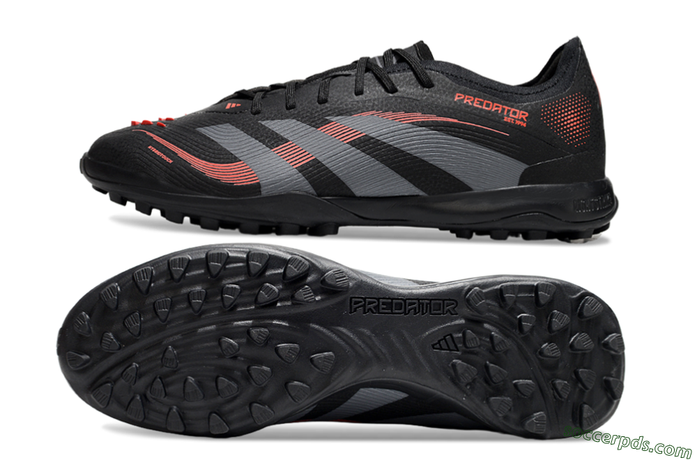 Adidas Predator 25 Elite TF Low-Tops Football Shoes - Black/Grey/Red 0