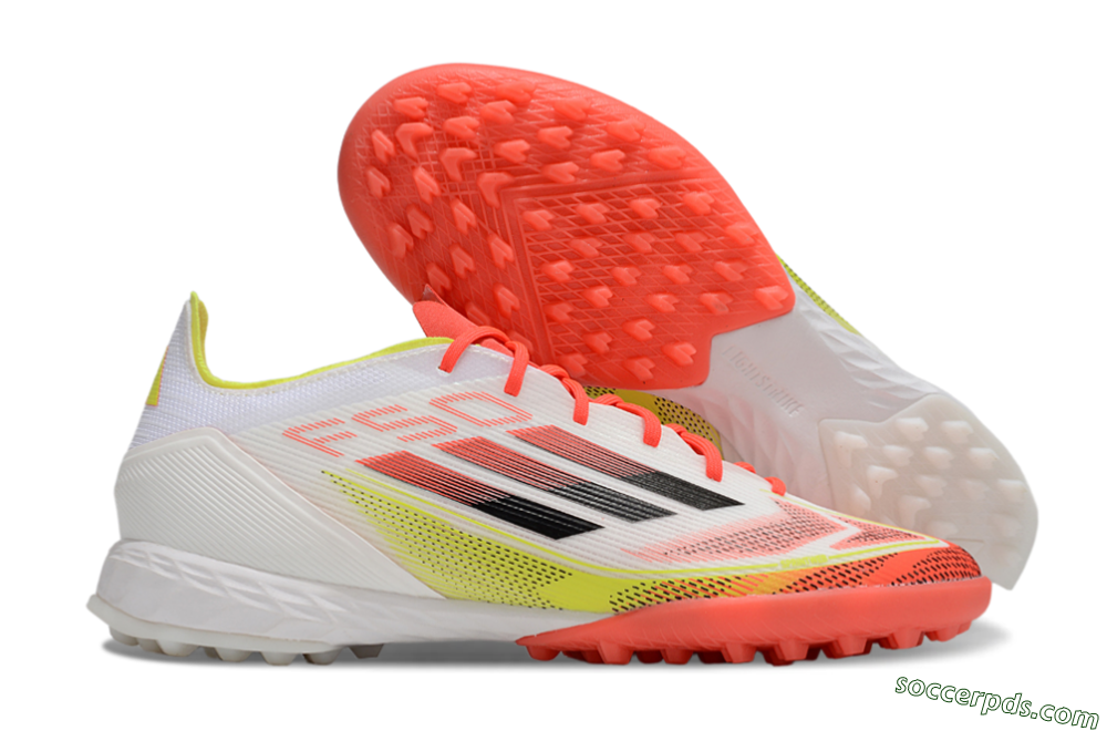 Adidas F50 Pro TF Low-Tops Football Shoes - White/Red/Yellow 1