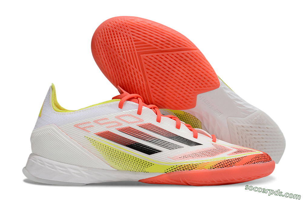 Adidas F50 Pro IC Low-Tops Football Shoes - White/Red/Yellow 1
