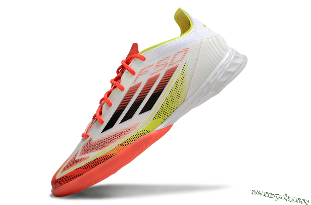 Adidas F50 Pro IC Low-Tops Football Shoes - White/Red/Yellow 5