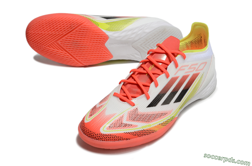 Adidas F50 Pro IC Low-Tops Football Shoes - White/Red/Yellow 3