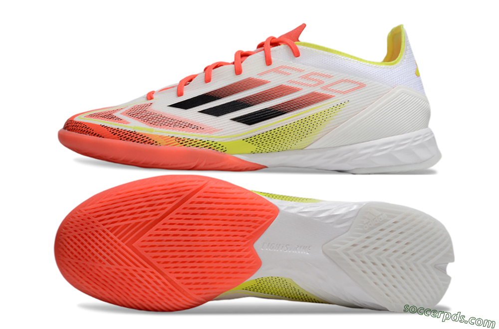 Adidas F50 Pro IC Low-Tops Football Shoes - White/Red/Yellow 0