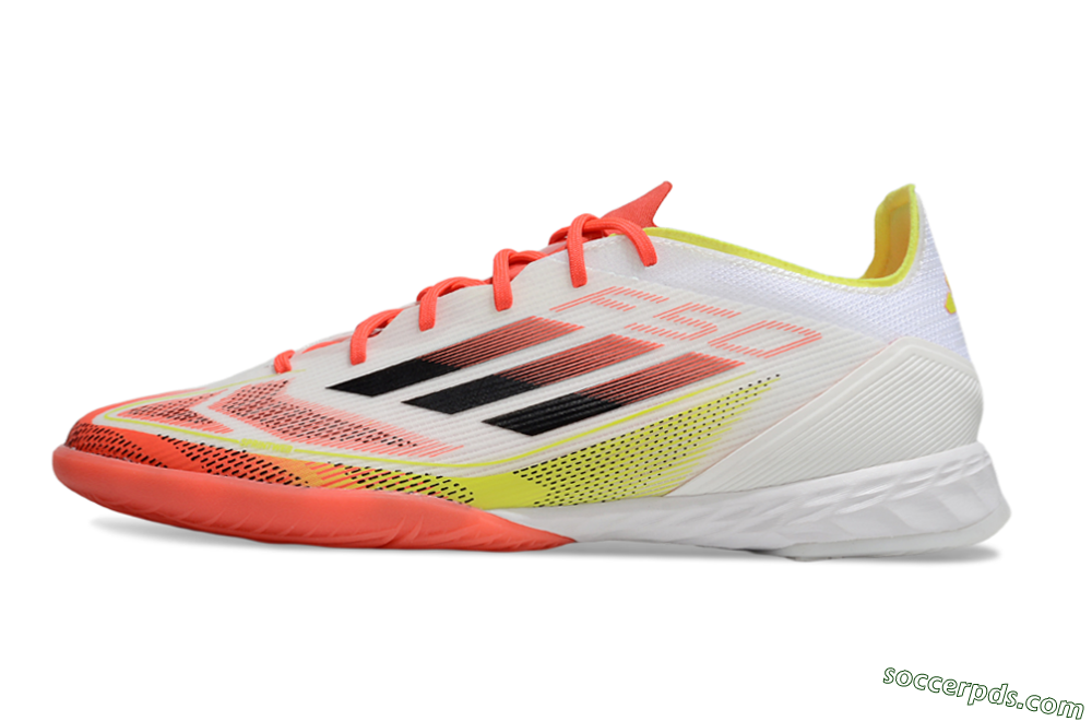 Adidas F50 Pro IC Low-Tops Football Shoes - White/Red/Yellow 2