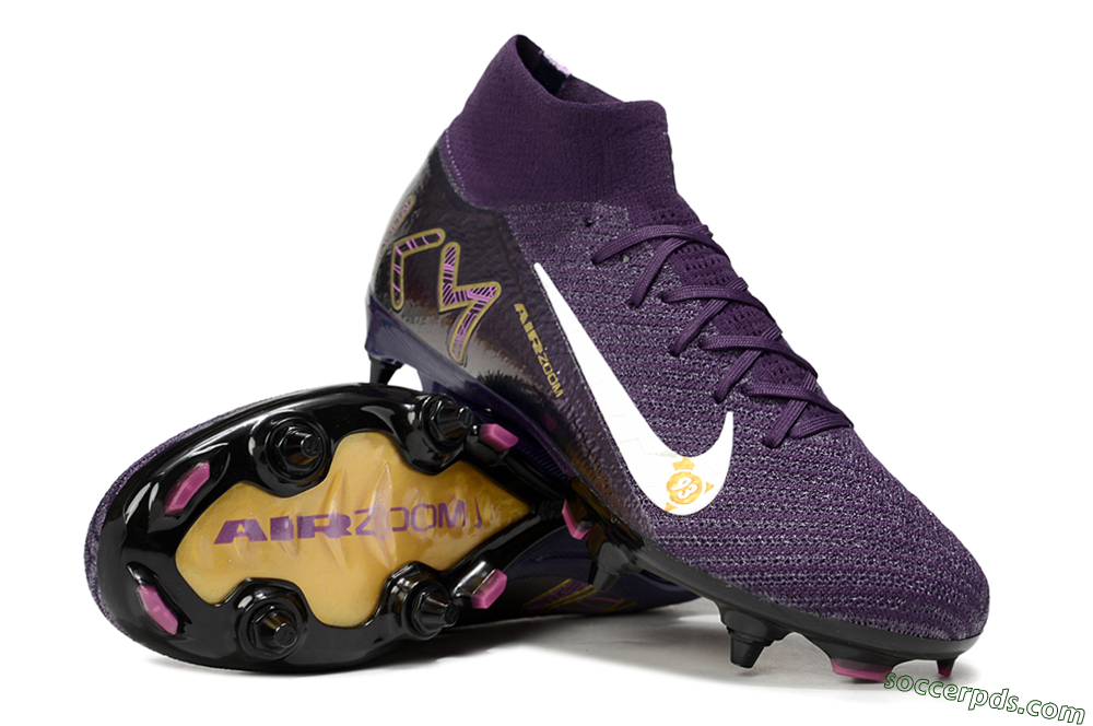 Nike Air Zoom Mercurial Superfly 10 Elite SG High-Tops Football Boots - Purple/White/Gold 3