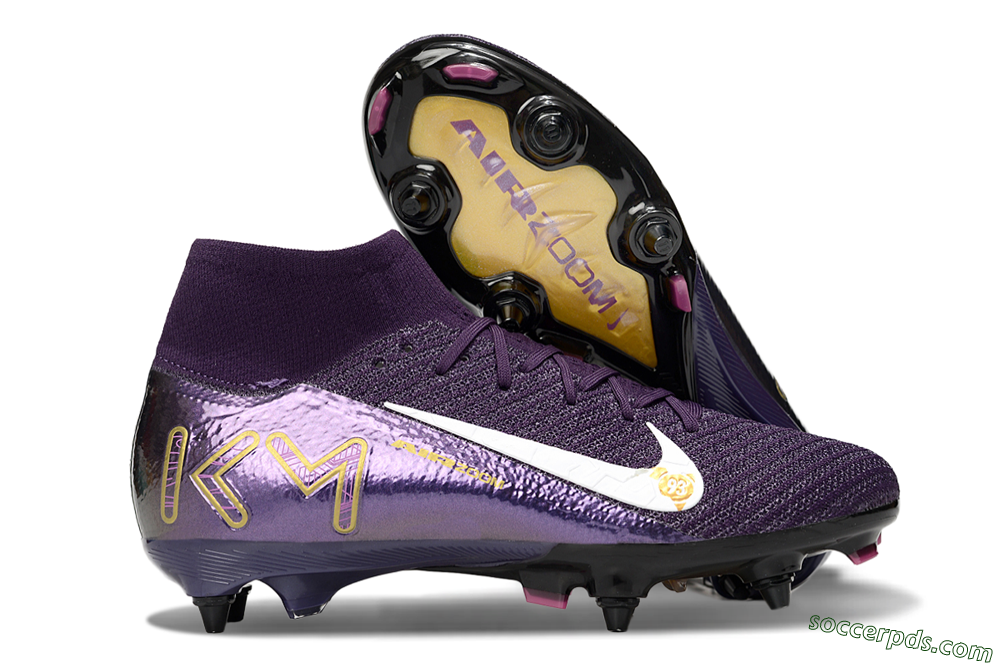 Nike Air Zoom Mercurial Superfly 10 Elite SG High-Tops Football Boots - Purple/White/Gold 1