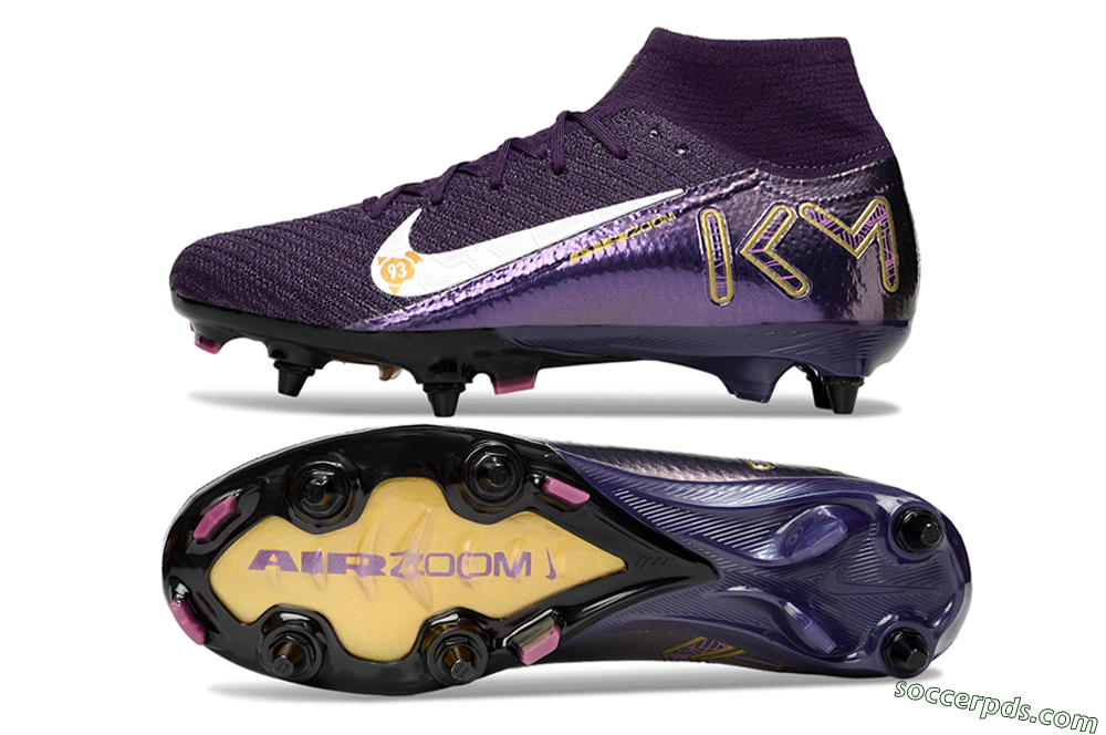 Nike Air Zoom Mercurial Superfly 10 Elite SG High-Tops Football Boots - Purple/White/Gold 0