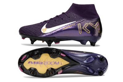 Nike Air Zoom Mercurial Superfly 10 Elite SG High-Tops Football Boots - Purple/White/Gold