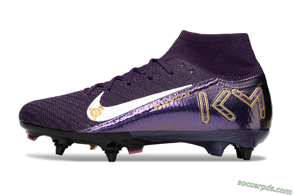 Nike Air Zoom Mercurial Superfly 10 Elite SG High-Tops Football Boots - Purple/White/Gold 2