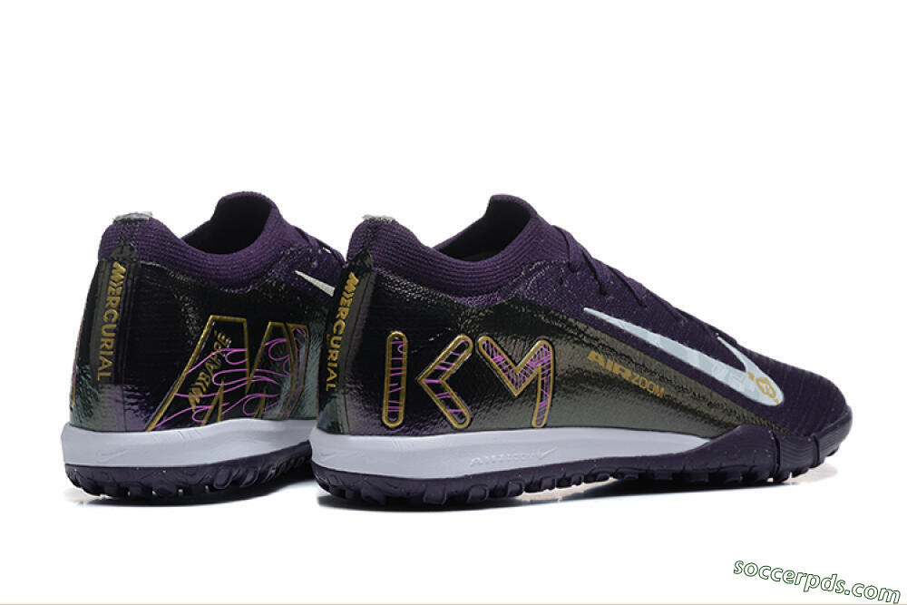 Nike Air Zoom Mercurial Vapor 16 Elite TF Low-Tops Football Shoes - Purple/White/Gold 9