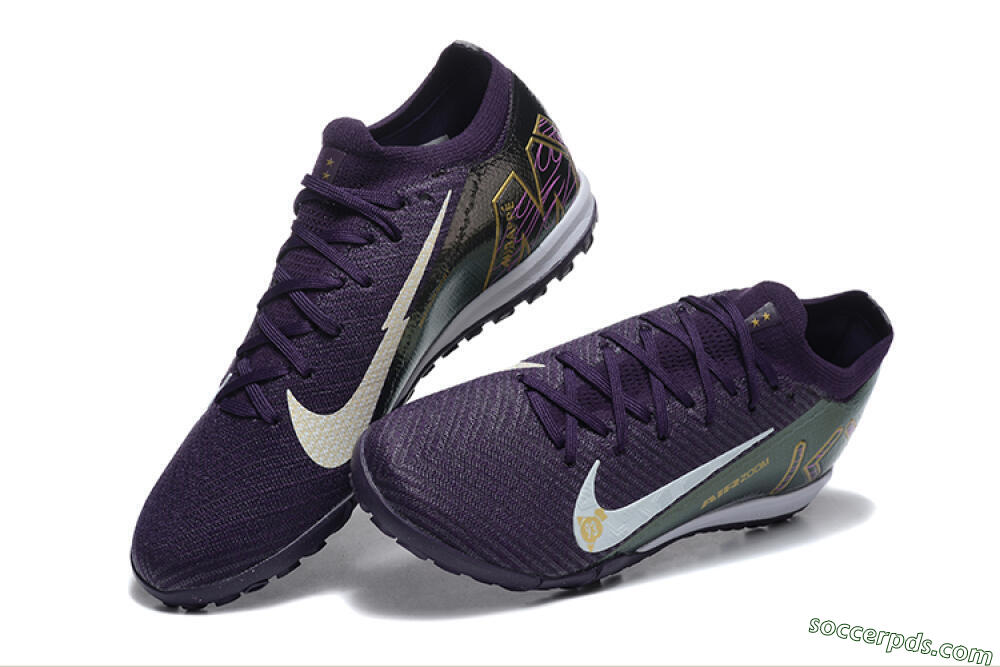 Nike Air Zoom Mercurial Vapor 16 Elite TF Low-Tops Football Shoes - Purple/White/Gold 6