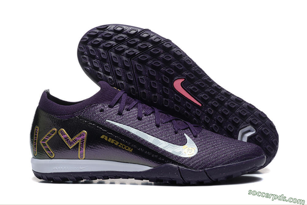 Nike Air Zoom Mercurial Vapor 16 Elite TF Low-Tops Football Shoes - Purple/White/Gold 1