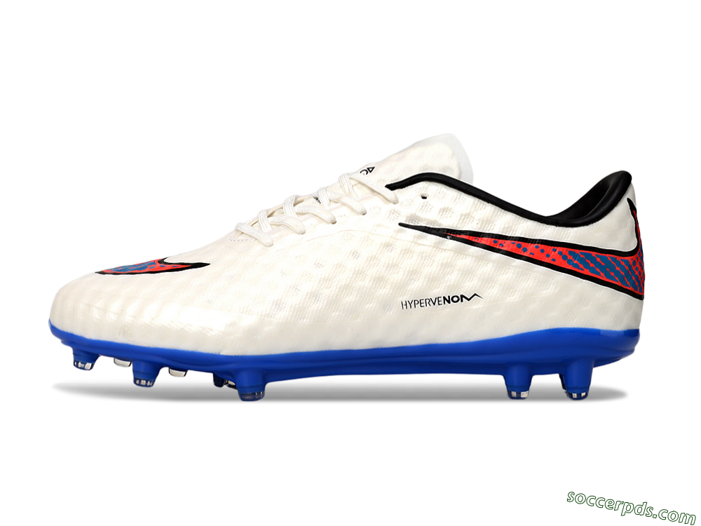 Nike Hypervenom Phantom FG Low-Tops Football Boots - White/Red/Blue 2