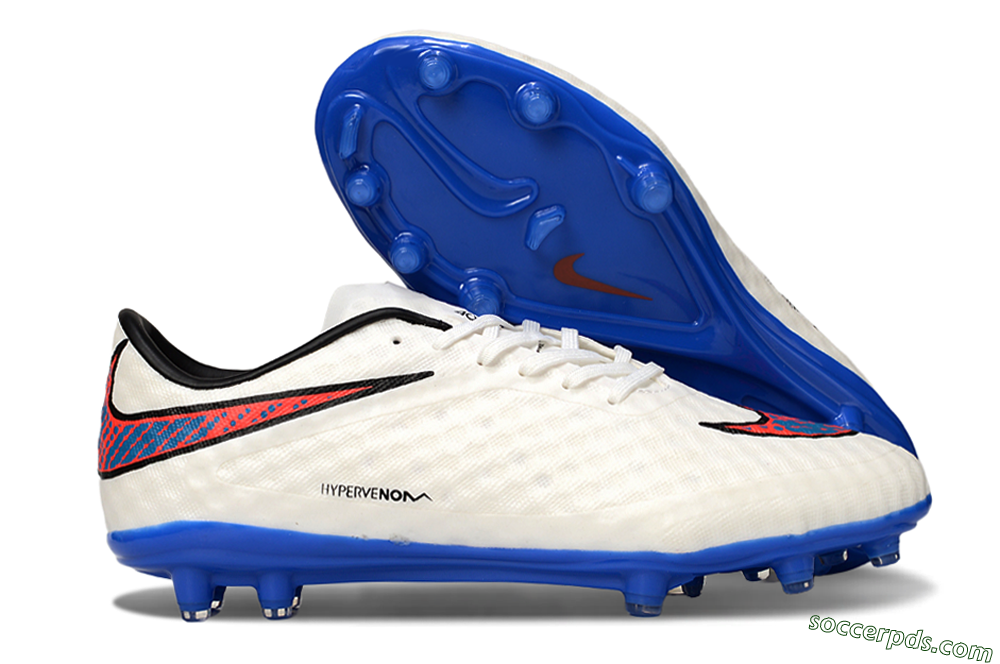 Nike Hypervenom Phantom FG Low-Tops Football Boots - White/Red/Blue 1