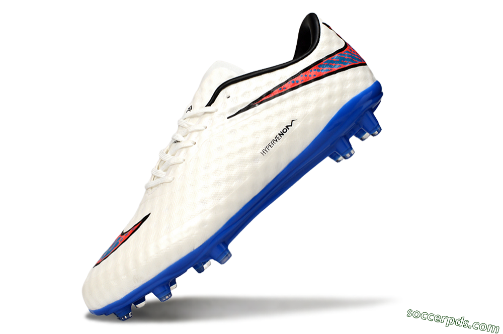Nike Hypervenom Phantom FG Low-Tops Football Boots - White/Red/Blue 5