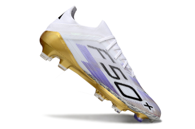 Adidas F50+ Elite Lightstrike Pro FG Low-Tops Football Boots - White/Purple/Gold