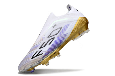 Adidas F50+ Elite Lightstrike Pro Laceless FG Low-Tops Football Boots - White/Purple/Gold
