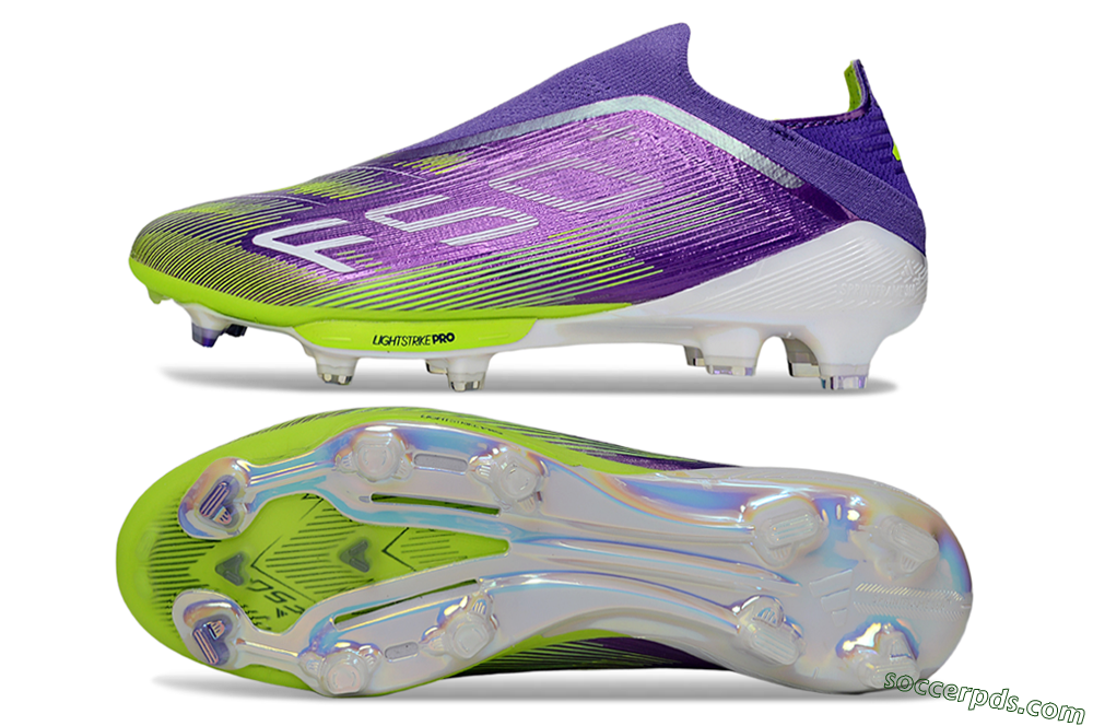 Adidas F50+ Elite Laceless FG Low-Tops Football Boots - Purple/Yellow/White 0