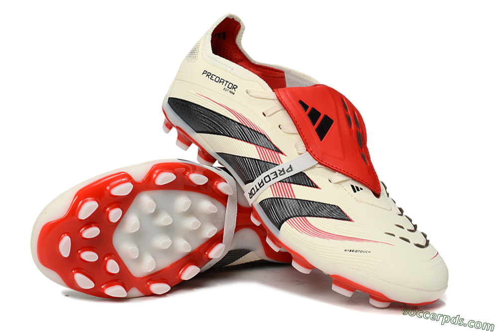 Adidas Predator Elite Foldover Tongue TF Low-Tops Football Shoes - Beige/Black/Red 3