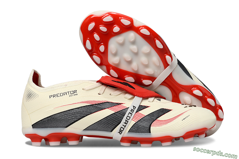 Adidas Predator Elite Foldover Tongue TF Low-Tops Football Shoes - Beige/Black/Red 1