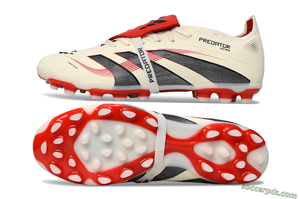 Adidas Predator Elite Foldover Tongue TF Low-Tops Football Shoes - Beige/Black/Red 0
