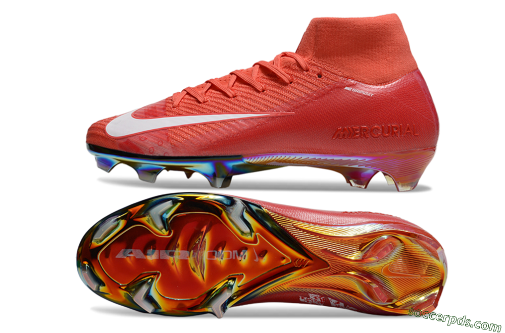 Nike Air Zoom Mercurial Superfly 10 Elite FG High-Tops Football Boots - Red/White/Gold 0