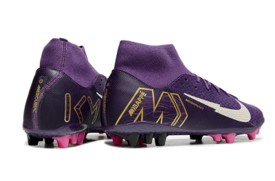 Nike Air Zoom Mercurial Superfly 10 Academy AG High-Tops Football Boots - Purple/White/Gold